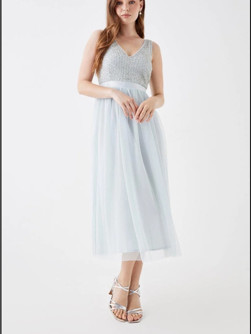 debut London Mesh Midi Tulle Dress